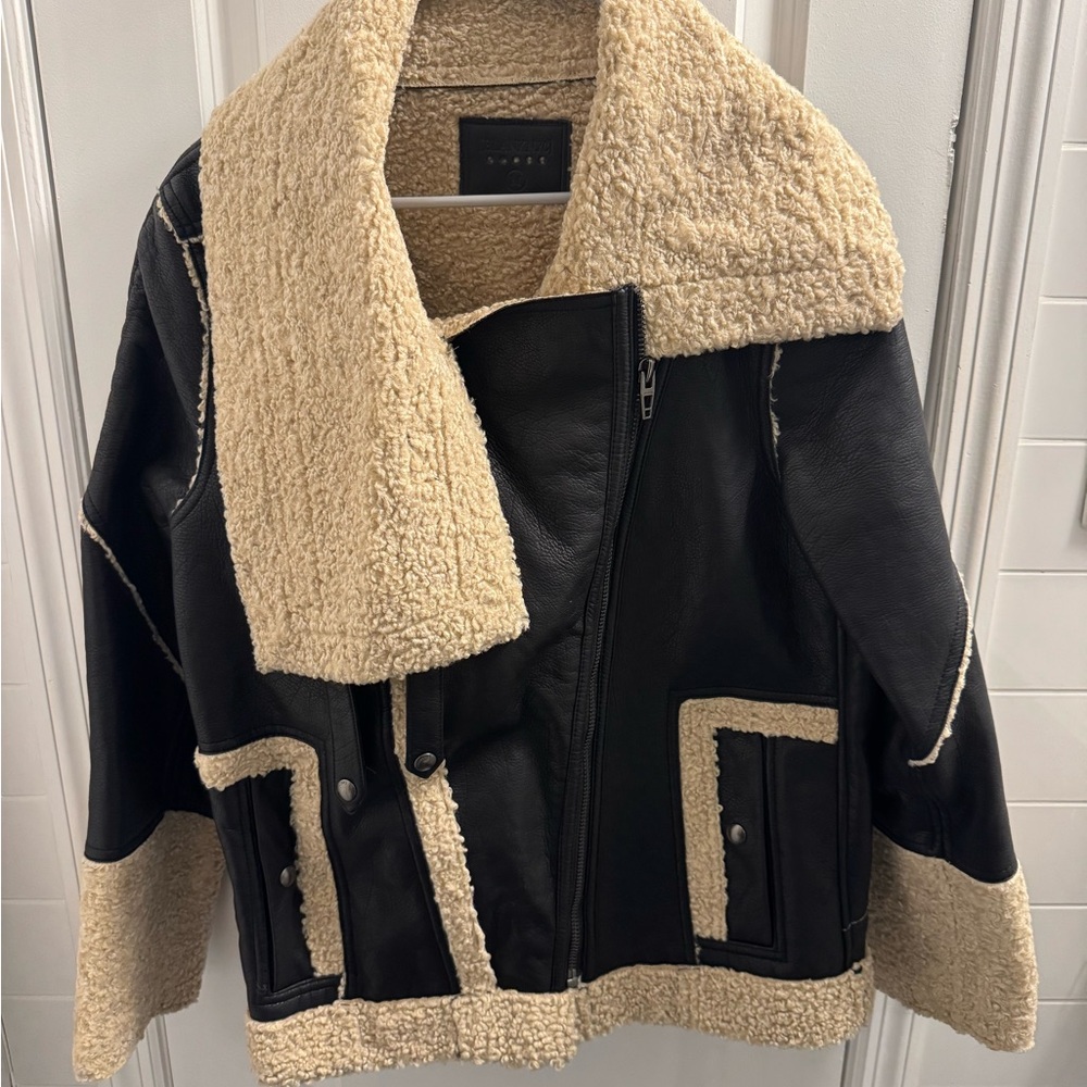 Blank NYC Black and Tan Shearling Jacket